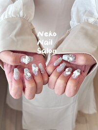 水色マグネットネイル　長さだし