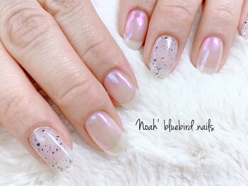 ノアブルーバードネイルズ(Noah' bluebird .nails)/透け感オシャレなミラーネイル