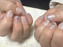 デューネイルスタジオ(dew nail studio)/リボンフレンチ