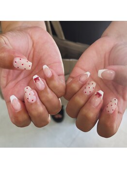 ニコ(NICO.)/白フレンチ×ハート×リボン