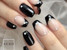 アクロネイル アンド アイ(ACRO NAIL&EYE)/漆黒のブラックフレンチ