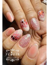 チヒロネイル/ハート＆チークネイル