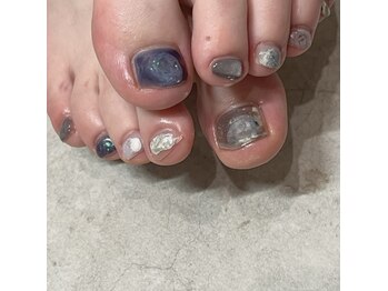 ロカネイルズ(roca nails)/blue, silver nuance