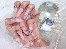 プティネイル(Puty Nail)/ピンク薔薇ネイル☆ スカルプ