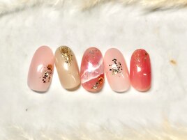 パラジェル　ピンク夏ネイル