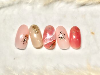 ネウィ ネイル 銀座(newi nail)/パラジェル　ピンク夏ネイル