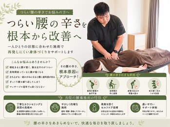 宇都宮陽東整体 リボディ(Re:Body)の写真/何度も繰り返す腰痛にお悩みの方へ!骨盤矯正と姿勢改善で根本改善を目指す慢性腰痛専門整体