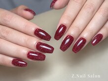 ゼットネイル(Z.Nail)の雰囲気（深みボルドー×繊細ラメで、秋冬に映える大人上品ネイル♪）