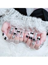 ベティネイル アイラッシュ(Betty Nail)/モノクロチェックリボンネイル