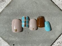 カラ ネイル 中津店(calla nail)/チョコミントカラー×チェック柄