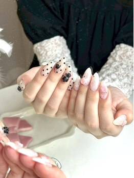 サモパル 滋賀店(beauty salon 3.5.8)/ドット×レースネイル