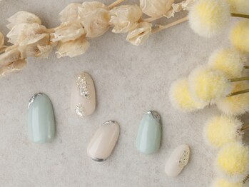 ソウ 難波店 nail salon Sou/ラメぷっくりニュアンスnail