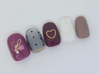 クリスタルネイル ボンベルタ橘店(CRYSTAL NAIL)/ドット×ニット