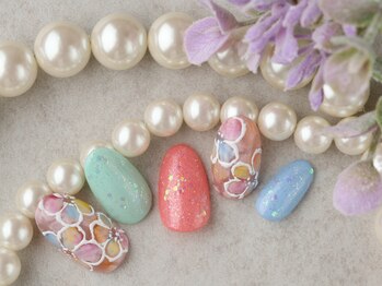ソウ 難波店 nail salon Sou/カラフルフラワーnail