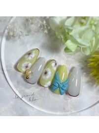 爽やかカラーのお花とリボン