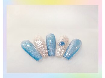 センシー ネイル スタジオ(Sensy Nail Studio)/バカラ風ネイル+BLUEマグネット