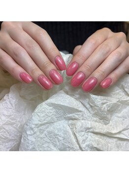 春ネイル ピンク ワンカラー