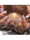 パープルイエロー×花柄
