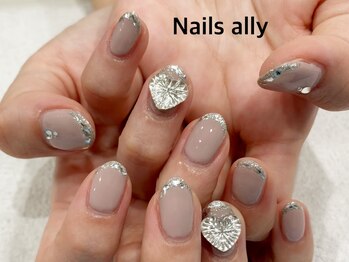 ネイルズアリー 立川店(Nails ally)/スモーキーピンク×フレンチ×秋
