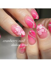 クランベリーネイル 代官山 恵比寿(cranberry nail)/華やかフラワーネイルラメライン