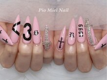 ピオミエルネイル 新宿(pio miel nail)/ピンク×クロスのエッジデザイン
