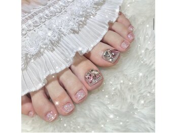 foot/キラキラ/ピンク