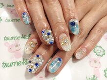 ネイルサロン 爪吉/爽やかタイダイ豪華ネイル♪