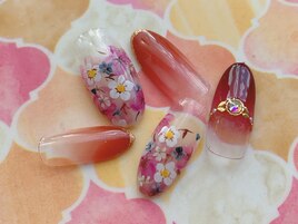 秋のフラワーネイル