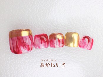 ネイルサロン あかねいろ/ミラーフットネイル　ニュアンス