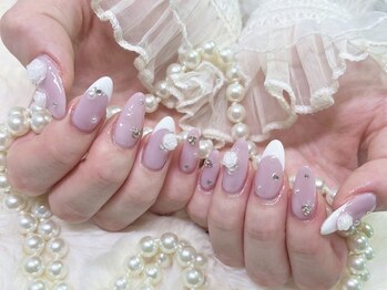 ネイル アリーズ セカンド(nail Allies 2nd)/ホワイトフレンチ バラ