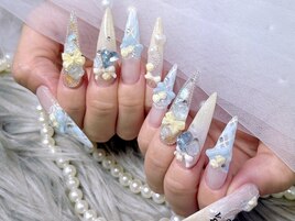 チェックネイル 黄色ネイル 夏