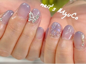 ネイルズミューコ(nail's MyuCo)/ちょうちょとシェルのネイル