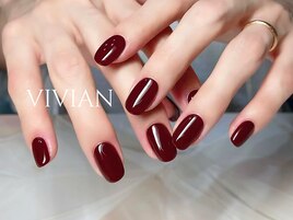 ボルドーワンカラーネイル