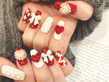 ネイルマジック 仙台一番町店(NAIL MAJIC)/リボン×ハートネイル♪