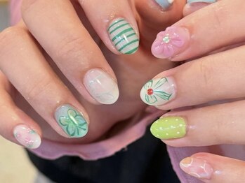 ピンク×グリーン