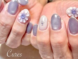 むらさきお花ネイル