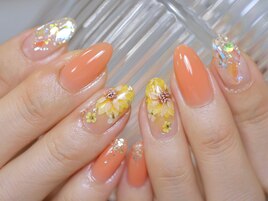 向日葵　ワンホンネイル