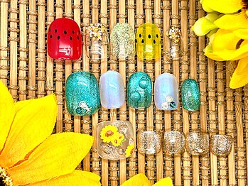ビューティ ヴェール(Beauty Veil)の写真/《指先からお洒落してワンランクup♪》hotpepper限定【毎月変わる定額off込¥4980】夏ネイルを楽しむ☆