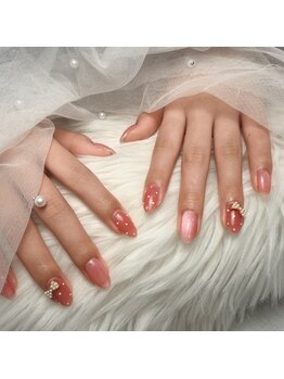 マグネットネイル/ピンク/リボン