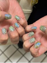 ユージューネイルルーム(UJU nail room)/ブルーフラッシュぷくぷくネイル
