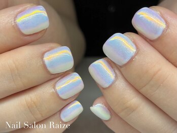 ライズ 本町店(Raize)/オーロラミラーネイル/ホワイト