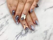 ネイルアトリエルカ(nail atelier LUCA)/W-434 マグネット×蝶々ネイル