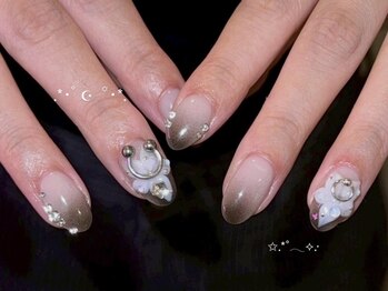 ジェミーネイル エビス(Jemiy nail ebisu)/グラデ3D花ピアス