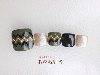 ネイルサロン あかねいろ/フット カーキ エスニック