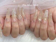 ピオミエルネイル 新宿(pio miel nail)/ベージュツイード×キラきらラメ