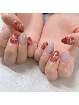 ブラン(blanc)/ニュアンス×ミラーアートネイル