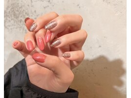 サーモンピンクオーロラ&ラメ