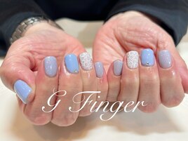 白フラワーレース＆爽やかブルー