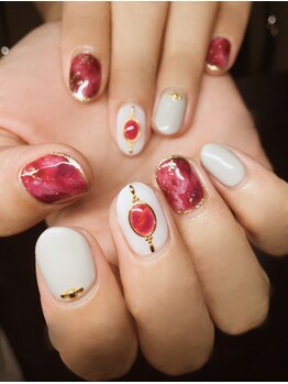 ネイルサロン アイル(nail salon i’ll)/ボルドーベースマーブル☆