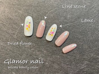 グラマーネイル(Glamor nail)/フラワー×ラメ